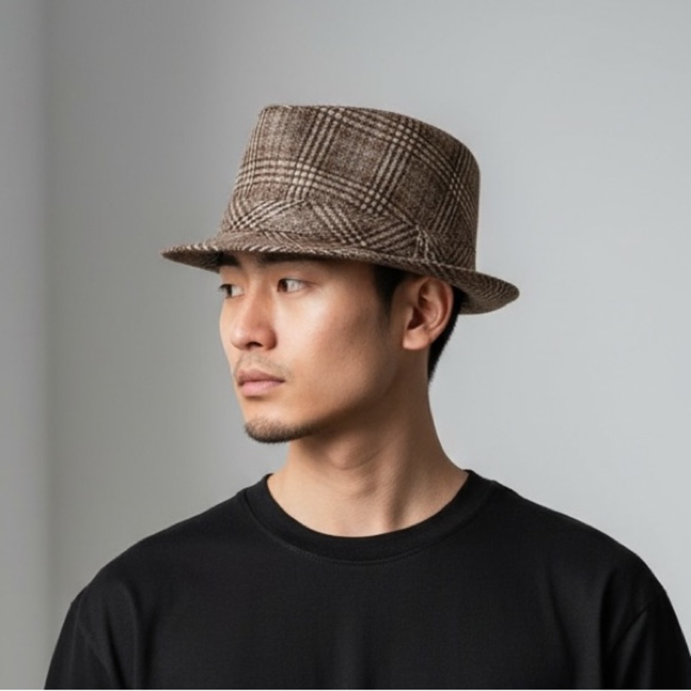 Bohemian Brown Plaid Fedora Hat